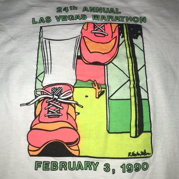 Vintage 1990 Las Vegas Marathon Tee Size Medium - Picture 1 of 7